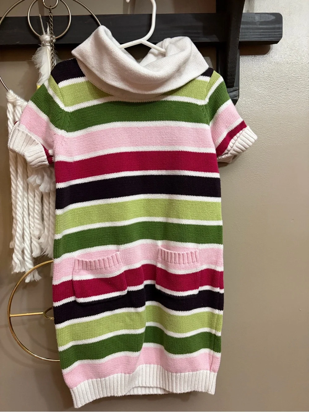 Gymboree White Sweater with Green Accent
